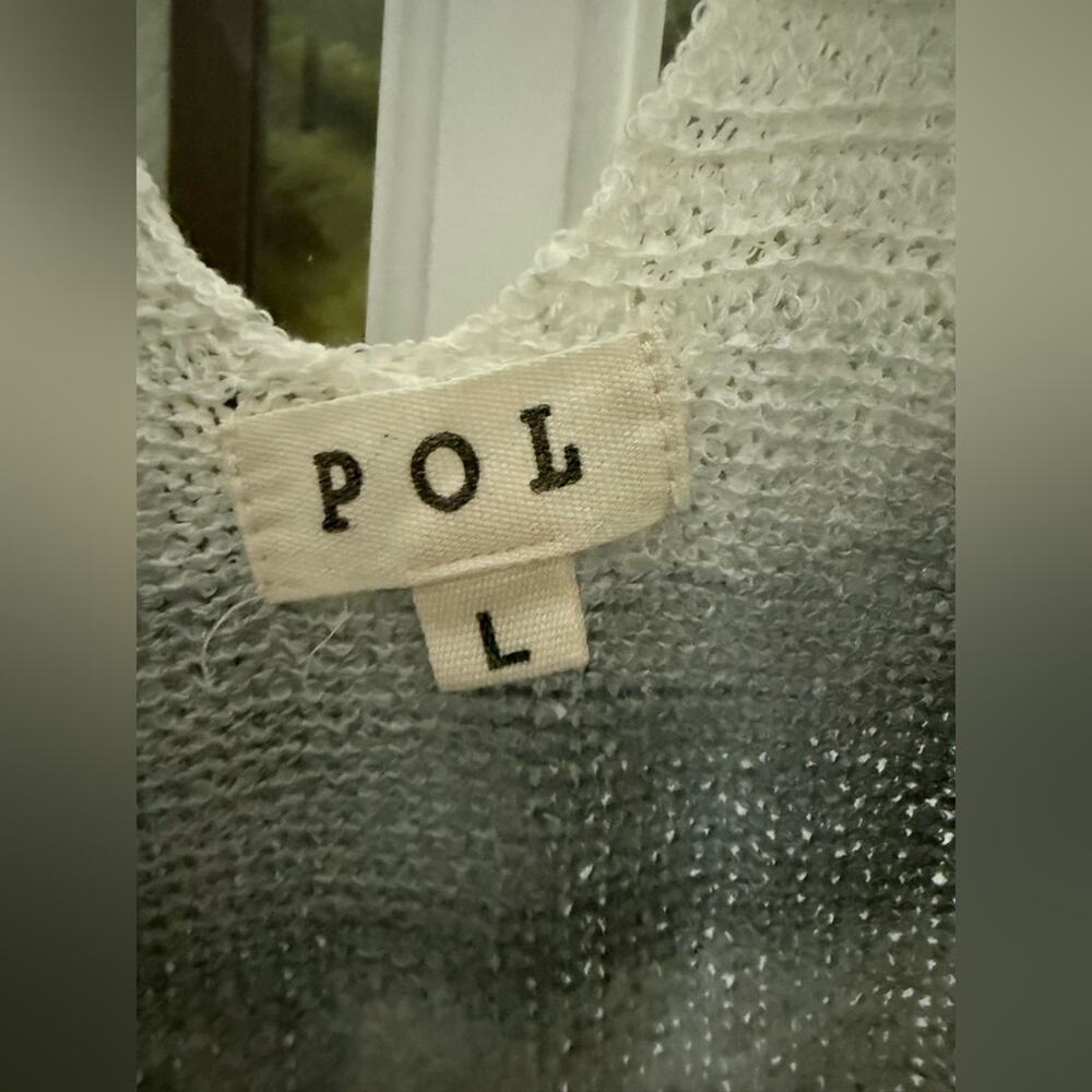 POL Striped Gray and Cream Women's Sweater large oversized - Picture 5 of 9